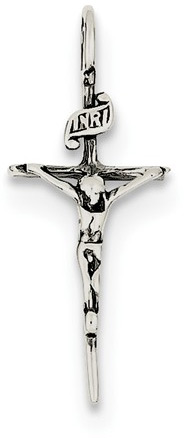 Thin Crucifix Pendant, Sterling Silver
