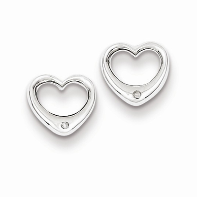Diamond Heart Post Earrings in Sterling Silver