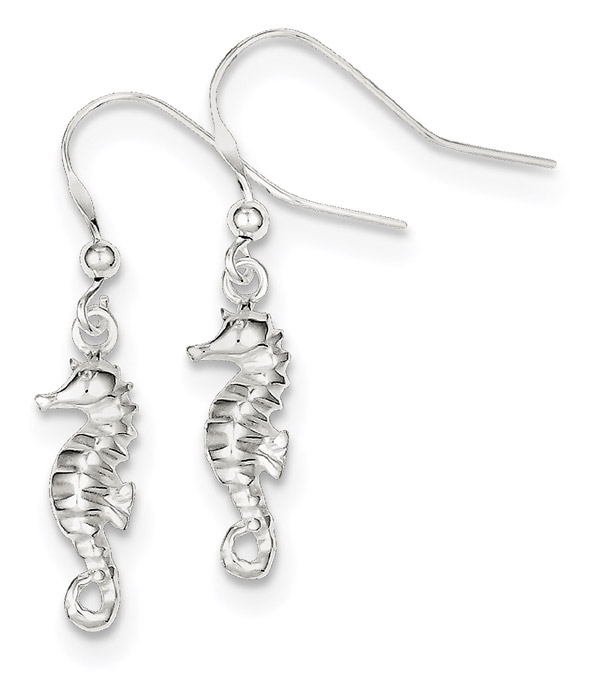 Silver Seahorse Earrings with French Wire