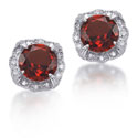 1.64 Carat Garnet and Diamond Antique-Style Sterling Silver Stud Earrings