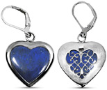 Lapis Lazuli Heart-Shaped Silver Earrings