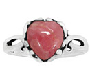 Rhodochrosite Silver Heart Ring