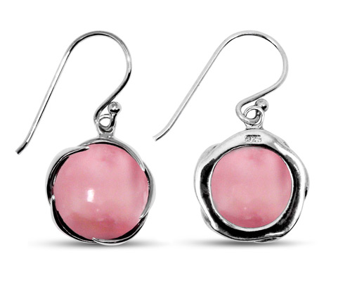 Sterling Silver Pink Opal Earrings