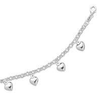 Sterling Silver Heart Charm Rolo Bracelet
