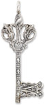 Floral Heart Victorian Key Pendant in Sterling Silver