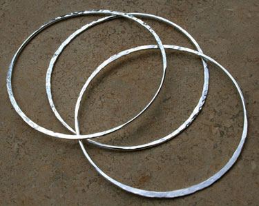 Three Tapered Sterling Silver Bangles - Set of 3