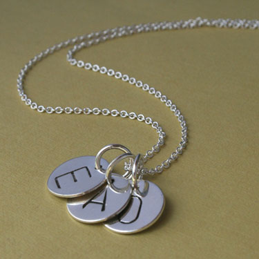 Trio Letter Charm Sterling Silver Necklace