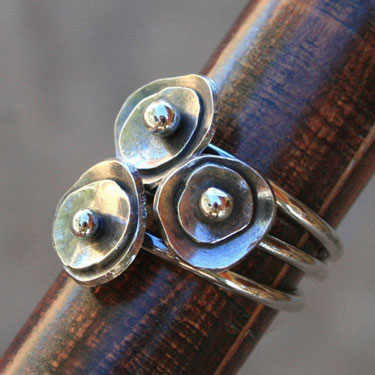 Sterling Silver Sea Anemone Stacking Rings