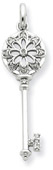 .925 Sterling Silver and CZ Filigree Key Pendant