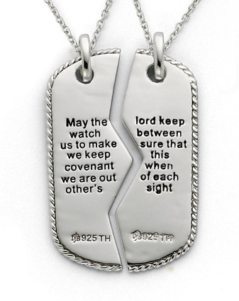 Sterling Silver Military Dog Tag Pendant with Prayer Inscription for Two