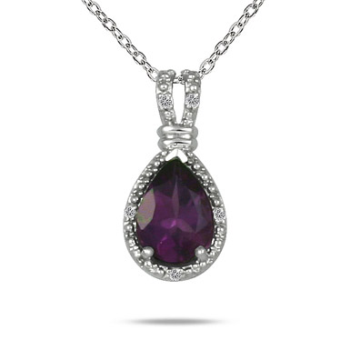 2.15 Carat Amethyst and Diamond Pendant in .925 Sterling Silver