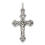 Antiqued Budded Clover Crucifix in Sterling Silver