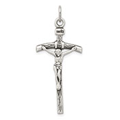 Antiqued Crucifix Necklace in Sterling Silver