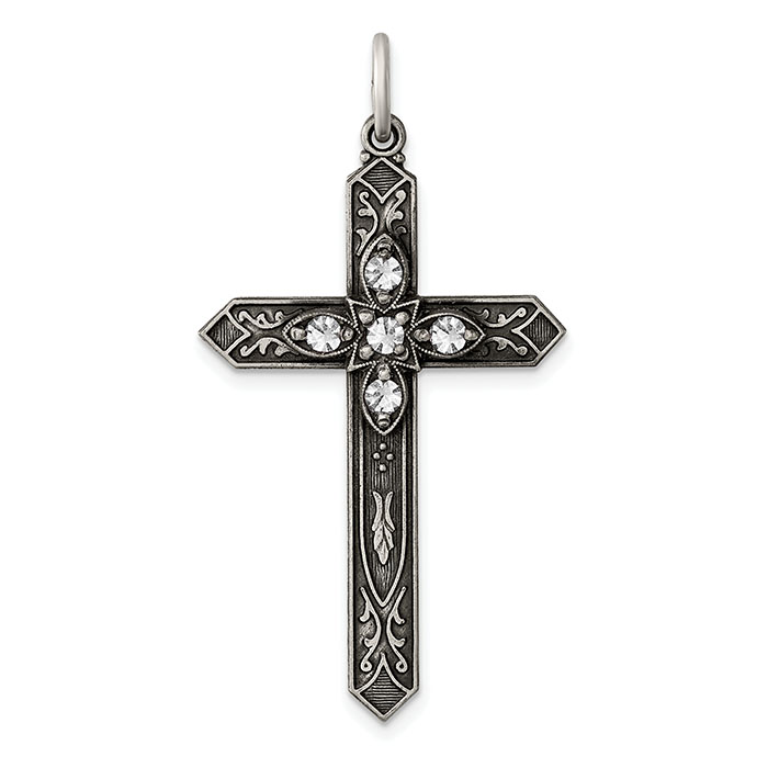 April Birthstone Diamond Colored Cross Pendant