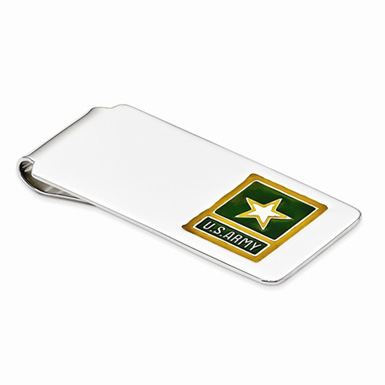 Army Yellow Star Money Clip in Sterling Silver