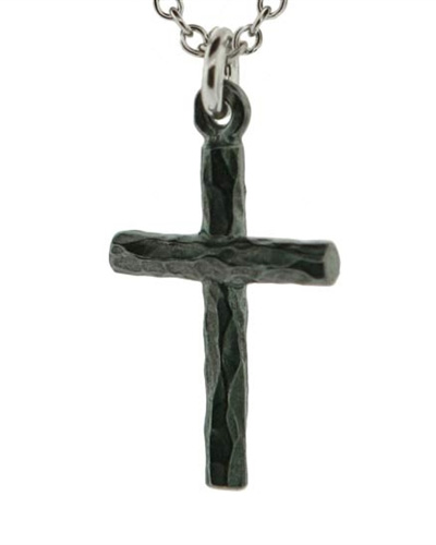 Oxidized Black Cross Necklace in Sterling Silver
