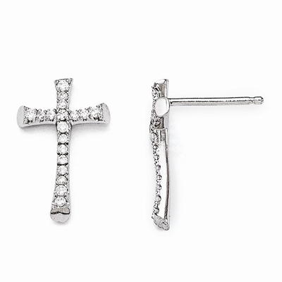 Brilliant Embers Cross Post Earrings in Sterling Silver