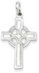 Polished and Beaded Edge Celtic Cross Pendant in Sterling Silver
