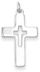 Cutout Polished Cross Pendant in Sterling Silver