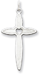 Cutout Heart Cross Pendant, Sterling Silver