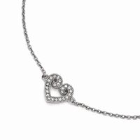 CZ Brilliant Embers Heart Anklet in Sterling Silver