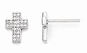 CZ Cross Post Earrings in Sterling Silver