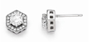 Hexagon Post Earrings with Cubic Zirconia in Sterling Silver