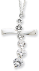 Journey Cubic Zirconia Cross Necklace in Sterling Silver