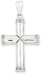 Large Polished and Lined Modern Cross Pendant, Sterling Silver