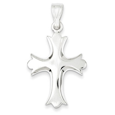 Modern-Stylized Budded Cross Pendant, Sterling Silver