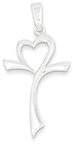 Stylized Heart Cross Pendant in Sterling Silver
