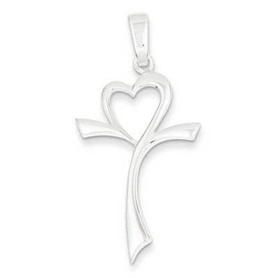 Stylized Heart Cross Pendant in Sterling Silver