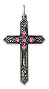 October Birthstone Cross Pendant, Sterling Silver