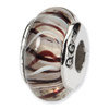 Sterling Silver Brown & White Hand-blown Glass Bead