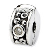 .925 Sterling Silver Dots Hinged Clip Bead with CZ Accent