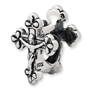 .925 Sterling Silver Crucifix Bead