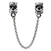 .925 Sterling Silver Security Chain Floral Bead