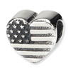 American Flag Heart Bead in Sterling Silver