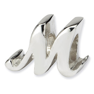 Beautiful Sterling silver 925 sterling Sterling Silver Reflections Letter J Script Bead