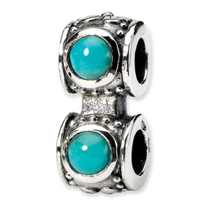 Sterling Silver Turquoise CZ Connector Bead
