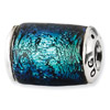 Sterling Silver Blue Dichroic Glass Barrel Bead