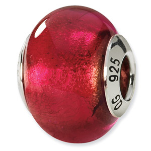 Red Murano Glass and .925 Sterling Silver Bead
