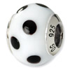 Hwite and Black Polka Dots Murano Glass and .925 Sterling Silver Bead