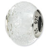 Forsted White Murano Glass and .925 Sterling Silver Bead