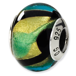 Multi-Color Murano Glass and .925 Sterling Silver Bead