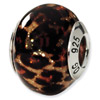 Leopard Murano Glass and .925 Sterling Silver Bead
