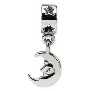 .925 Sterling Silver Cresent Moon Dangle Bead