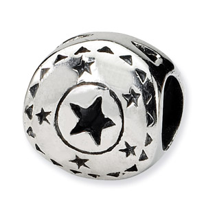 Sterling Silver Circle with Stars Bead