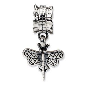 .925 Sterling Silver Dragonfly Dangle Bead