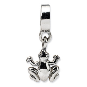 .925 Sterling Silver Frog Dangle Bead